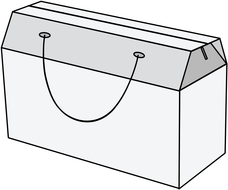 한양인팩 쇼핑백 (끈 손잡이) 박스 구조 일러스트